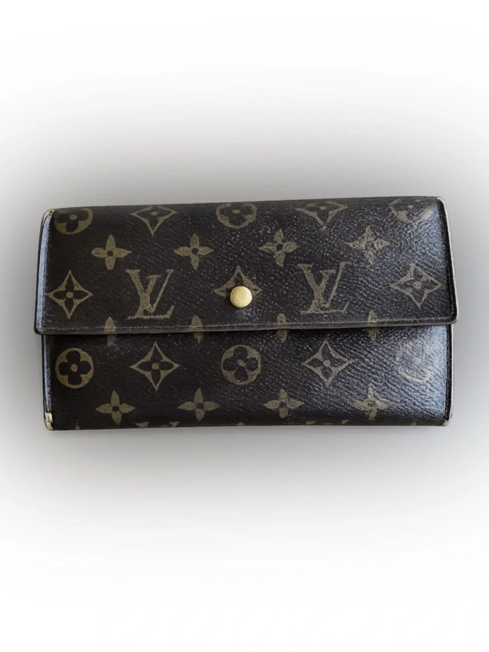 Louis Vuitton Epi Leather Long Wallet Brown Bifold Snap Made in Spain Auth LV